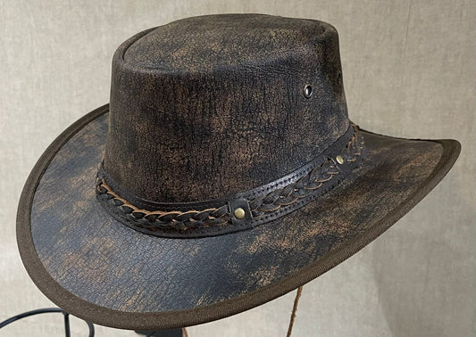 Ganyees Crushable Antique Cowhide Leather Hat Tan G-001